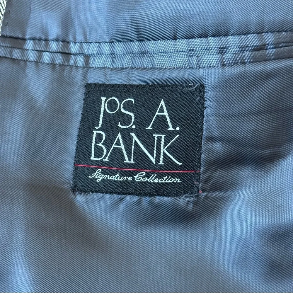 Jos. A. Bank Signature Men’s 46R L Suit Jacket Silk Camelhair Gray Herringbone
